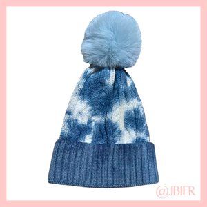 Adrienne Landau Tie-Dye Beanie with Faux Fur Pom